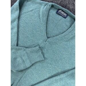 VTG Puritan V-Neck Sweater Teal Green Orlon Acrylic USA Made XL
